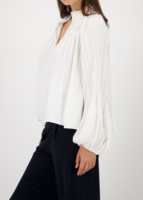 MONARI White Pleated Blouse With Ruffles | 808786
