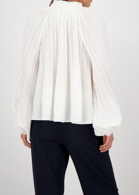 MONARI White Pleated Blouse With Ruffles | 808786