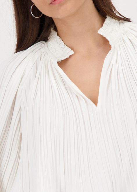 MONARI White Pleated Blouse With Ruffles | 808786