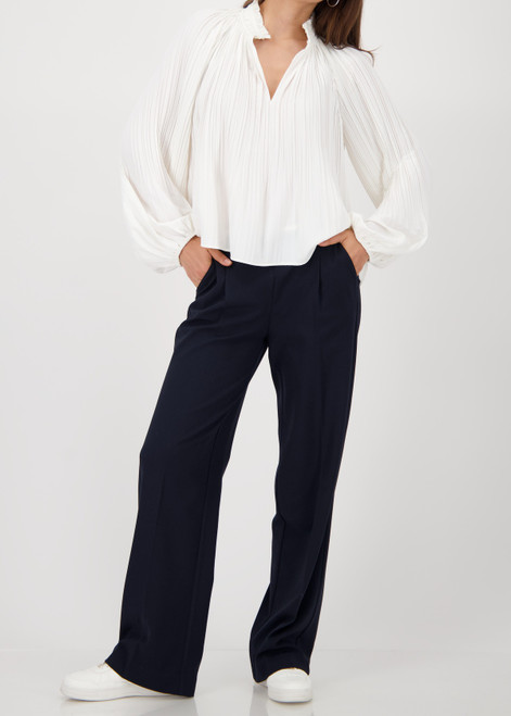 MONARI White Pleated Blouse With Ruffles | 808786
