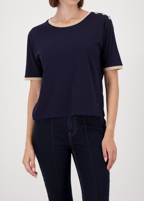 MONARI Blue T-Shirt With Button Placket | 808831