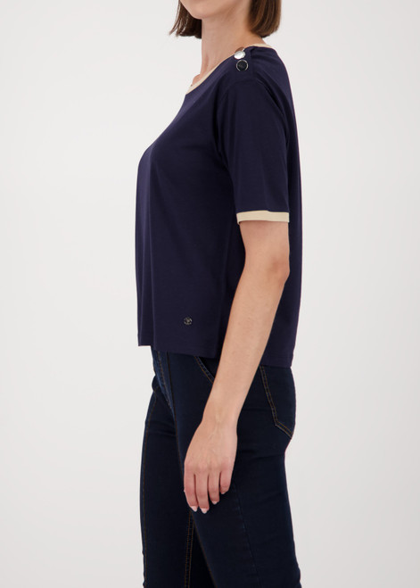 MONARI Blue T-Shirt With Button Placket | 808831