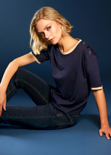 MONARI Blue T-Shirt With Button Placket | 808831