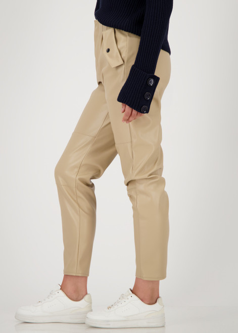 MONARI Brown Leather-Look Drainpipe Trousers | 808903