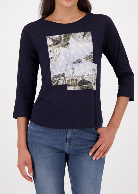 MONARI Blue Shirt With Paris Print | 808936