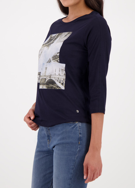 MONARI Blue Shirt With Paris Print | 808936