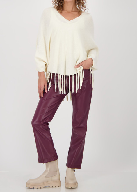 MONARI Beige Poncho With Fringes | 808946