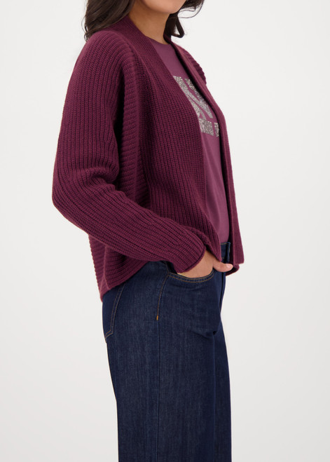 MONARI Red Knitted Cardigan With Ribbed Texture | 808963