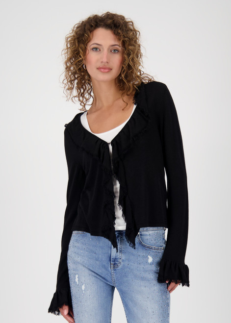 MONARI Black Cardigan With Ruffles | 808979