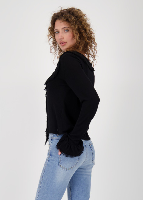 MONARI Black Cardigan With Ruffles | 808979