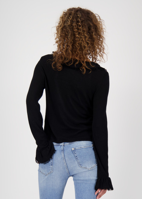 MONARI Black Cardigan With Ruffles | 808979