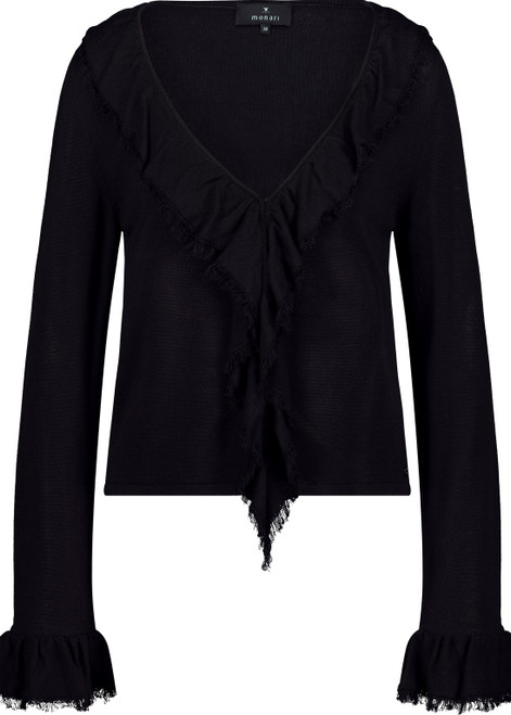 MONARI Black Cardigan With Ruffles | 808979