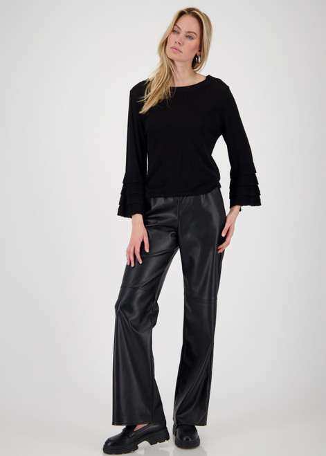 MONARI Black Sweater With Volant Sleeves | 809015