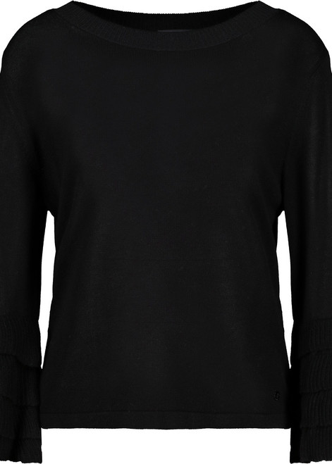 MONARI Black Sweater With Volant Sleeves | 809015