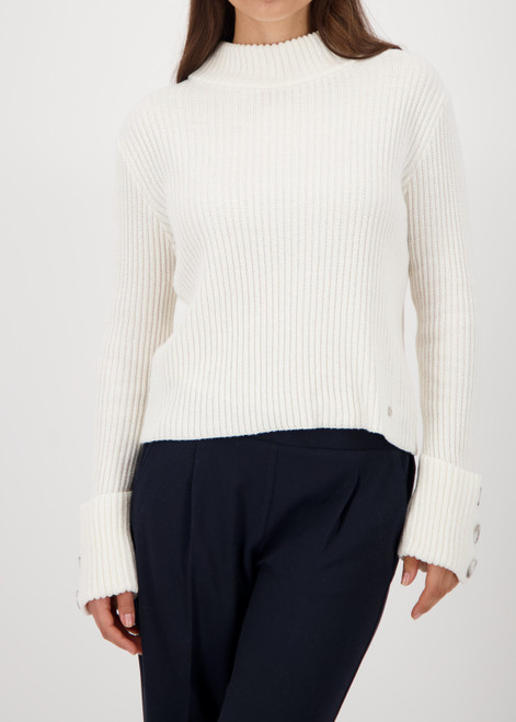 MONARI White Knitted Jumper With Button Detail | 809101