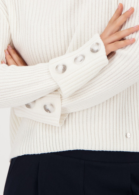 MONARI White Knitted Jumper With Button Detail | 809101
