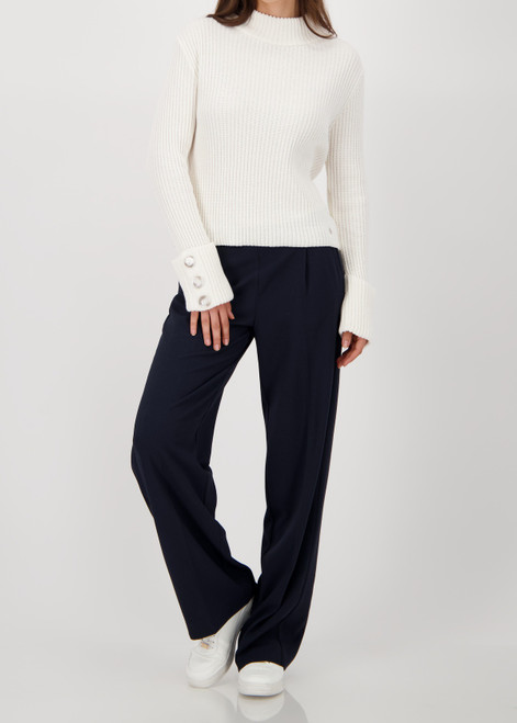 MONARI White Knitted Jumper With Button Detail | 809101
