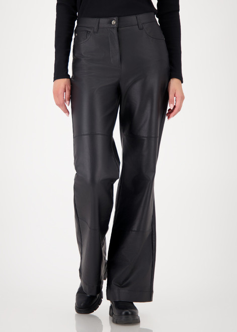 MONARI Black Leather-Look Bootcut Trousers | 809238