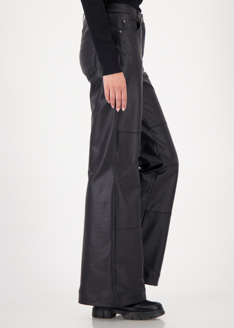 MONARI Black Leather-Look Bootcut Trousers | 809238
