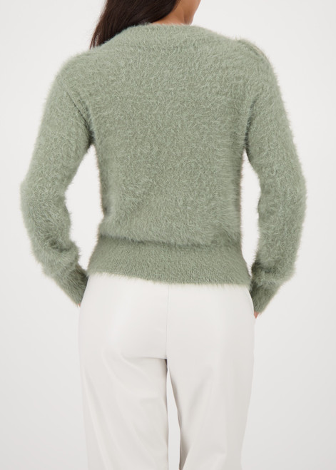 MONARI Green Fluffy Jumper With Cut-Out | 809458