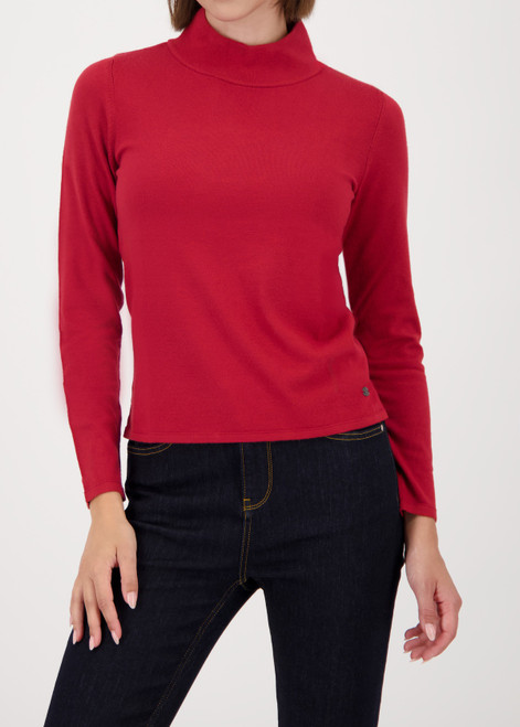 MONARI Red Basic-Knitted Jumper With Stand-Up Collar | 809613