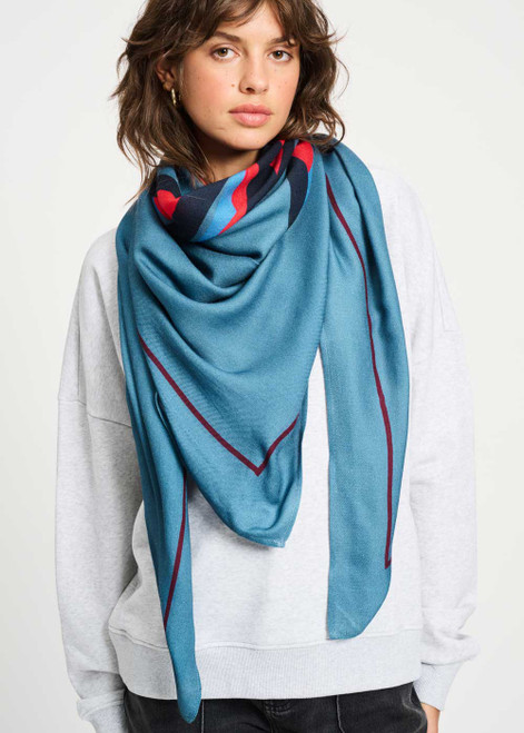 POM AMSTERDAM Blue Shawl - Bisous | SP9401
