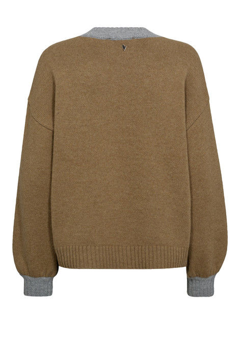 MOS MOSH Grey Melange Beth Ottili V-Neck Knit | 173270