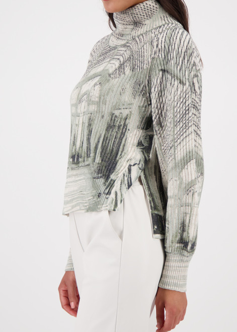 MONARI Green Knitted Sweater With Gallery Print | 809517