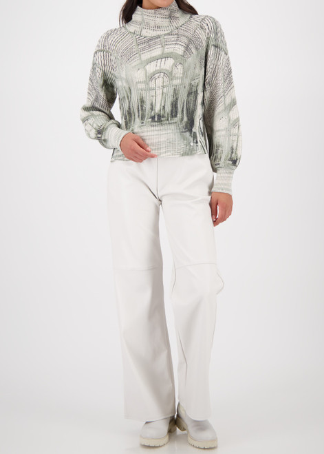 MONARI Green Knitted Sweater With Gallery Print | 809517