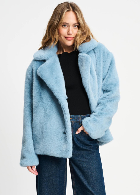 POM AMSTERDAM Blue Coat - Fur Misty Blue | SP9371