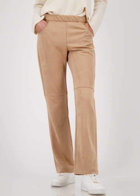 MONARI Brown Straight-Leg Velours Pants | 808768