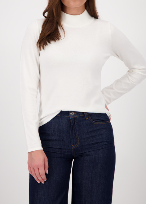 MONARI White Basic Long-Sleeve Jumper With Stand-Up Collar | 808988