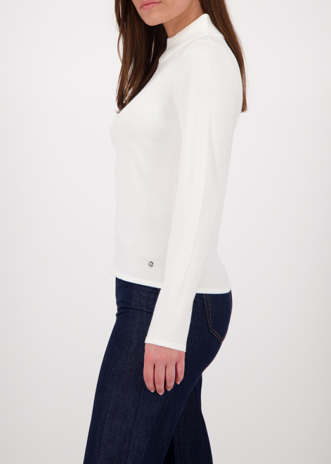 MONARI White Basic Long-Sleeve Jumper With Stand-Up Collar | 808988