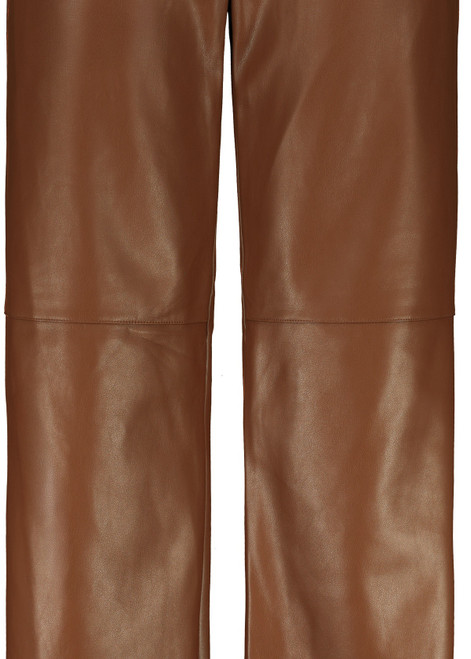 MONARI Brown Straight Leg Faux Leather Pants | 809270