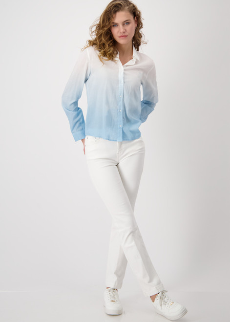 MONARI Blue Batik Shirt With Embellishment | 409132