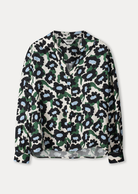 POM AMSTERDAM White Blouse - Violet Wild Flowers Ecru | SP9287