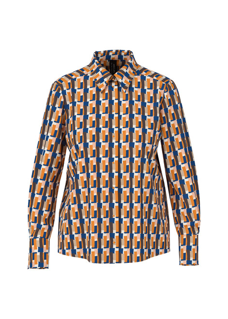 MARC CAIN COLLECTIONS Deep Royal Blue Blouse With Graphic Arty Design | YC 51.08 W02
