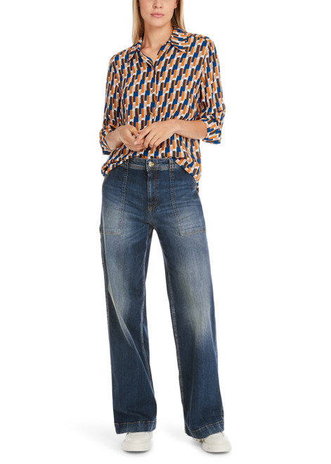 MARC CAIN COLLECTIONS Deep Royal Blue Blouse With Graphic Arty Design | YC 51.08 W02