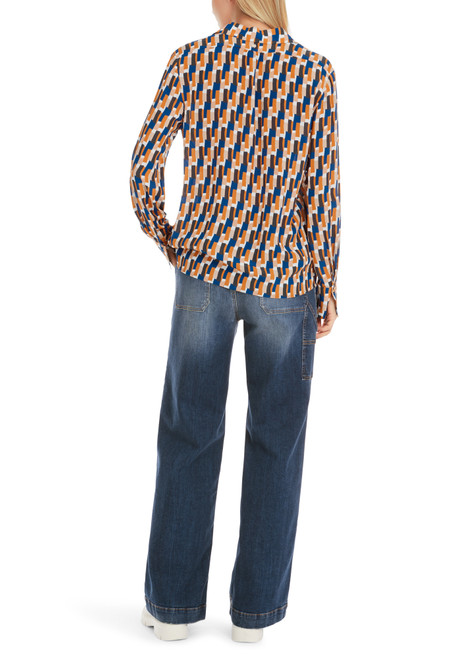 MARC CAIN COLLECTIONS Deep Royal Blue Blouse With Graphic Arty Design | YC 51.08 W02