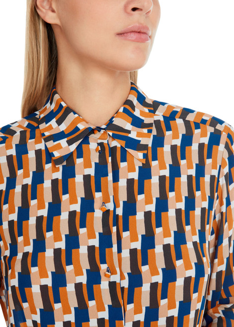 MARC CAIN COLLECTIONS Deep Royal Blue Blouse With Graphic Arty Design | YC 51.08 W02