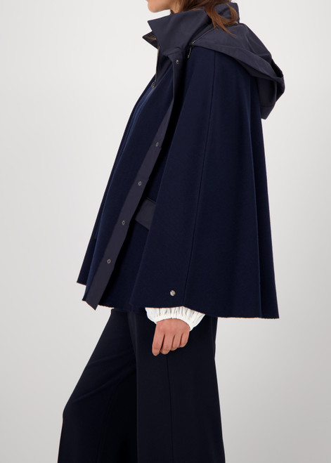 MONARI Blue Double-Layered Cape With Hood | 808981