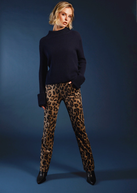 MONARI Brown Straight-Leg Leopard-Print Trousers | 809182