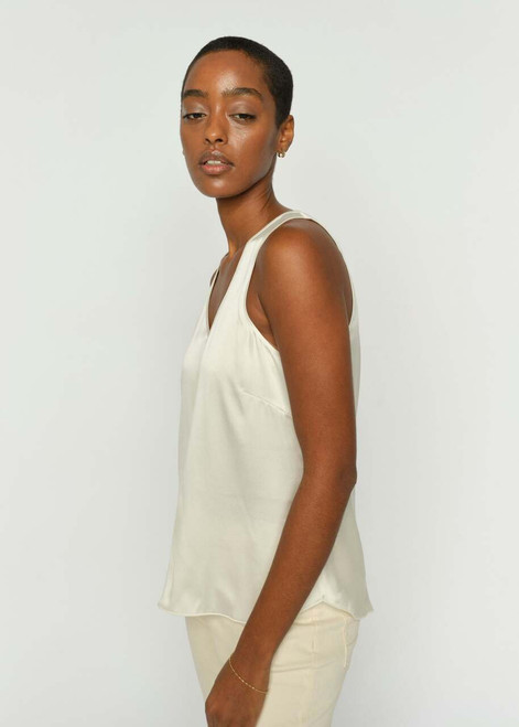 MOS MOSH Ecru Astrid V-Neck Silk Tank Top | 153590