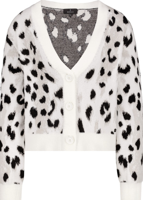MONARI White Fluffy Cardigan With Leopard Pattern | 809524