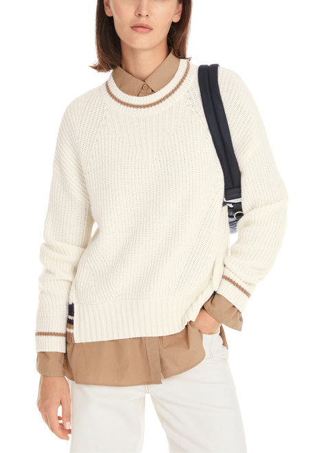 MARC CAIN SPORTS Off-White Egg-Shaped Sweater  Knitted In Germany | YS 41.08 M19