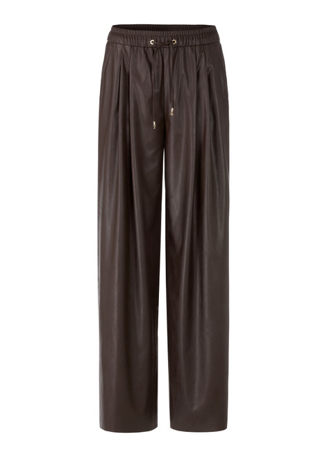 MARC CAIN COLLECTIONS Dark Wood Winnipeg Faux Leather Trousers | ZC 81.21 J20