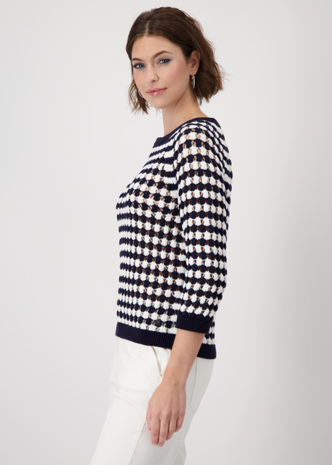 MONARI Blue Striped Ajour Jumper | 409227