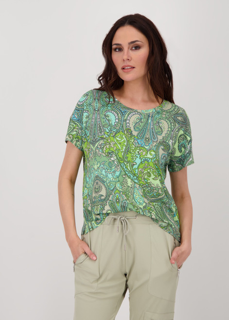 MONARI Green T-Shirt With Paisley Print | 409689
