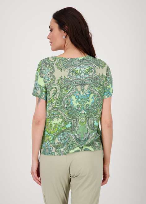 MONARI Green T-Shirt With Paisley Print | 409689