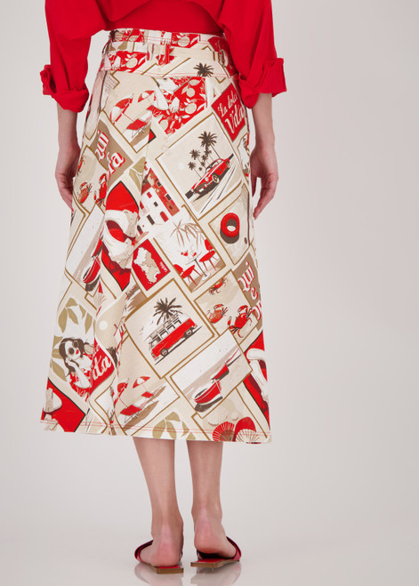 MONARI Red Long Skirt With Polaroid Print | 409896